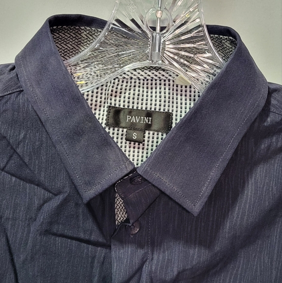 Pavini Men's Navy Blue Long Sleeve Casual Button Up Shirt Size Small EUC - Picture 2 of 5